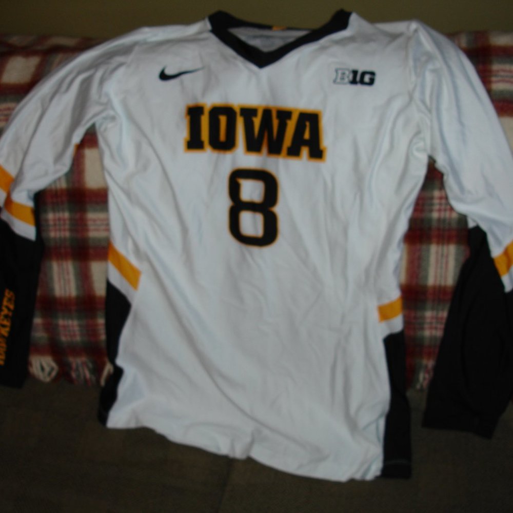 Nike Dri-Fit Iowa Hawkeyes Long Sleeve Volleyball Jersey - White -Black - Gold